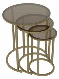 Hanah Home Egymásba tolható asztal szett (3 részes) Antique Bronze Milas 3 - Antik, Bronz