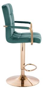 HC1015WP Sötétzöld modern velúr szék arany lábbal