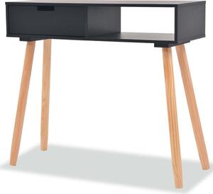 Fekete, tömör fenyőfa tálalóasztal 80 x 30 x 72 cm