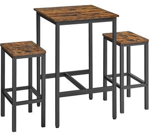 Étkezőasztal, bárasztal székekkel, rusztikus barna | VASAGLE