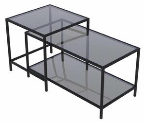 Hanah Home Black Perla Dohányzóasztal szett - fekete, átlátszó