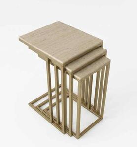 Hanah Home Nesting Table (3 Pieces) Antique Travertine Mira - Antique, Travertine