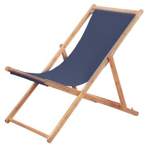 VidaXL kék összecsukható szövetkárpitos, favázas strandszék