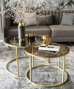 Hanah Home Dohányzóasztal szett GoldBronze Milas - Arany, Bronz