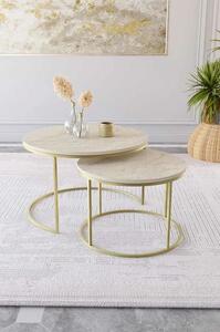 Hanah Home dohányzóasztal szett Gold Travertine Milas - Arany, Travertin