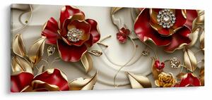 Kép - 3D piros-arany virágok (120x50 cm)