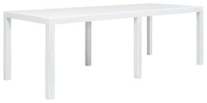 Fehér rattan hatású műanyag kerti asztal 220 x 90 x 72 cm
