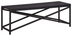 Fekete polyrattan kerti pad 120 cm
