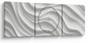 Kép - 3D fehér hullámok (órával) (90x30 cm)