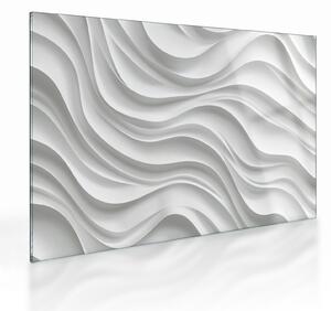 Üveg kép - 3D fehér hullámok (70x50 cm)