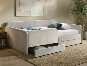 Kárpitozott ágy ORVEXA tárolóhellyel 120 x 200 cm, bézs