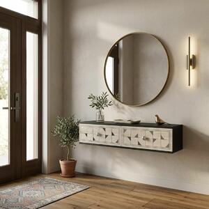 Hanah Home Dresser Anthracite Travertine Silver Moka 120 - Anthracite, Travertine, Silver