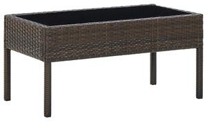 Barna polyrattan kerti asztal 75 x 40 x 37 cm