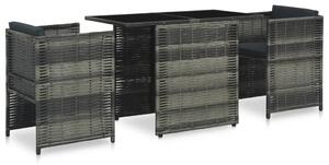 3-részes szürke polyrattan bisztrószett párnákkal
