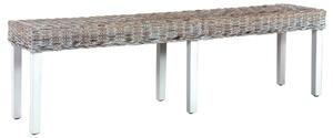 Fehér természetes kubu rattan és tömör mangófa pad 160 cm