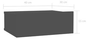 Magasfényű fekete forgácslap úszó éjjeliszekrény 40x30x15 cm