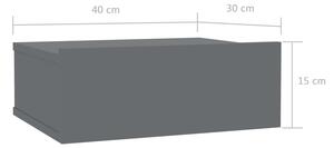 Magasfényű szürke forgácslap úszó éjjeliszekrény 40x30x15 cm