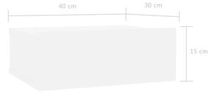 Magasfényű fehér forgácslap úszó éjjeliszekrény 40x30x15 cm