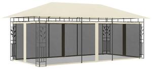 Krémszínű pavilon szúnyoghálóval 6 x 3 x 2,73 m