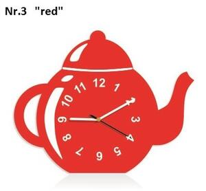 Dekoratív konyhai óra teáskanna alakban Piros