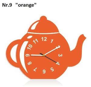 Dekoratív konyhai óra teáskanna alakban Narancssárga