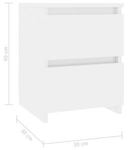 Magasfényű fehér forgácslap éjjeliszekrény 30 x 30 x 40 cm