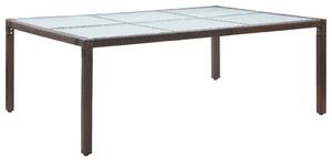 Barna polyrattan kültéri étkezőasztal 200 x 150 x 74 cm