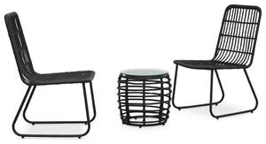 3-darabos fekete polyrattan bisztrószett