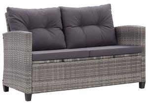 Kétszemélyes szürke polyrattan kerti kanapé párnákkal 124 cm