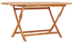 Összecsukható kerti tömör tíkfa asztal 160 x 80 x 75 cm