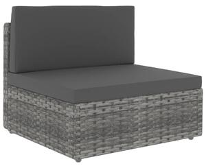 Szürke polyrattan középső kanapéelem