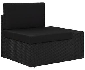 Fekete polyrattan sarokkanapé-elem bal oldali karfával