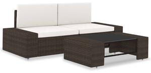 3 részes barna polyrattan kerti ülőgarnitúra