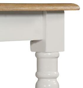 Rina tömör mangófa étkezőasztal fehér díszített lábakkal 180x90x76 cm