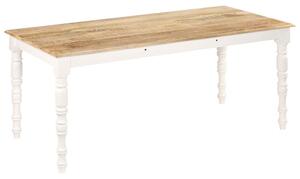 Rina tömör mangófa étkezőasztal fehér díszített lábakkal 180x90x76 cm