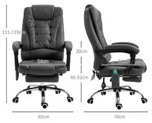 Vinsetto Főnöki szék masszázsfunkcióval, ergonomikus íróasztal szék dönthető és fűthető funkcióval, távirányítóval, fekete