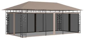 Tópszínű pavilon szúnyoghálóval 6 x 3 x 2,73 m 180 g/m²