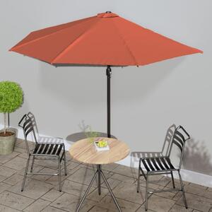 VidaXL terrakotta féloldalas napernyő alumíniumrúddal 300x155x223 cm