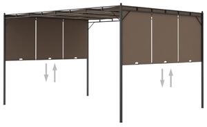 Tópszínű kerti pavilon oldalfüggönnyel 4 x 3 x 2,25 m