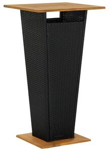 Fekete polyrattan és tömör akácfa bárasztal 60 x 60 x 110 cm