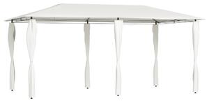 Krémszínű pavilon oszlop takarókkal 2,98x5,3x2,59 m 160 g/m²