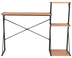 Fekete és barna íróasztal polccal 116 x 50 x 93 cm