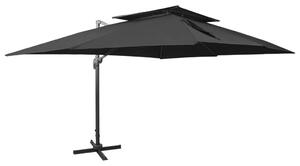 Fekete konzolos kerti napernyő dupla tetejjel 400 x 300 cm