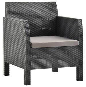Antracitszürke rattan kerti szék párnával 63 x 65 x 76 cm PP rattan