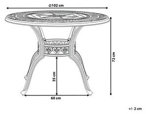 Barna alumínium kerek asztal ⌀ 102 cm SALENTO