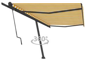 Sárga-fehér automata póznás napellenző 500 x 350 cm