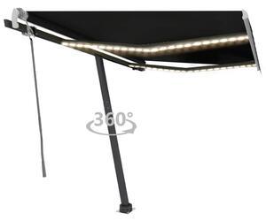 Antracitszürke kézzel kihúzható LED-es napellenző 300 x 250 cm