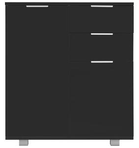 Magasfényű fekete forgácslap komód 71 x 35 x 76 cm