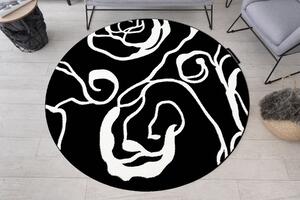 HAMPTON szőnyeg Rosa kör rózsa, virágok fekete
