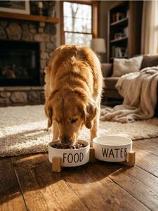 Sinsay - Kerámia etető- és itatótál készlet Food & Water - fehér